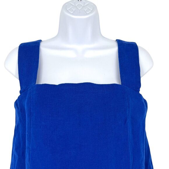 Madewell Curved-Neck Shell Tank Top Blue Linen Sleeveless Blue Size 00 NWT - Picture 2 of 9